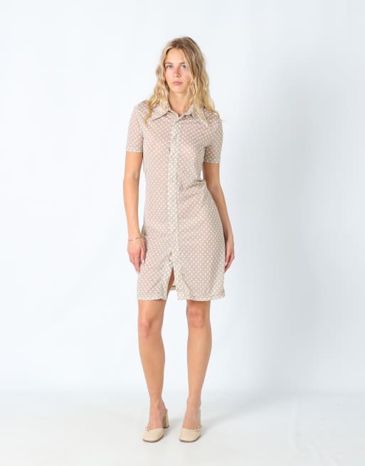 Vintage Diesel S woven midi dress in beige