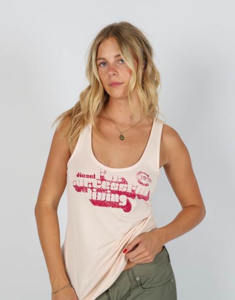 Vintage Diesel S woven vest in baby pink - view 1