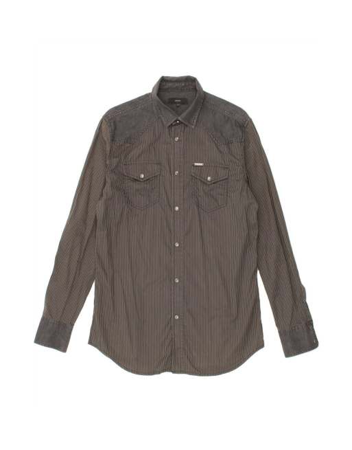 Vintage Diesel Shirt Medium In Grey Pinstripe