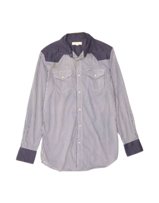 Vintage Diesel Shirt XS In Blue Pinstripe