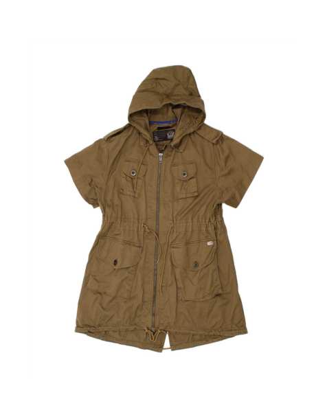 Vintage Diesel Short Sleeve Hooded Military Jacket UK 16 Large In Khaki - view 1