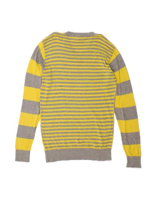 Vintage Diesel V-neck Jumper Sweater Medium In Yellow Striped, 2 of 4