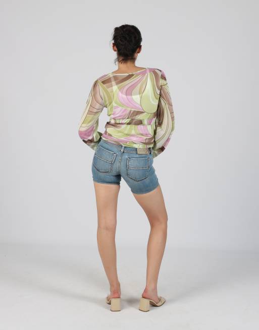 Vintage Diesel XS denim shorts in light blue, 3 of 4