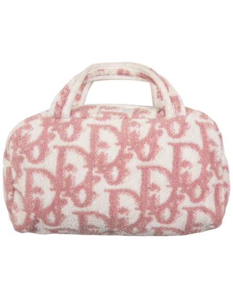 Vintage Dior monogram terry cloth hand bag in pink - view 1