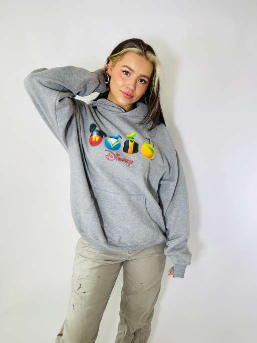 Vintage Disney Size L 90s Mickey Mouse hoodie in grey