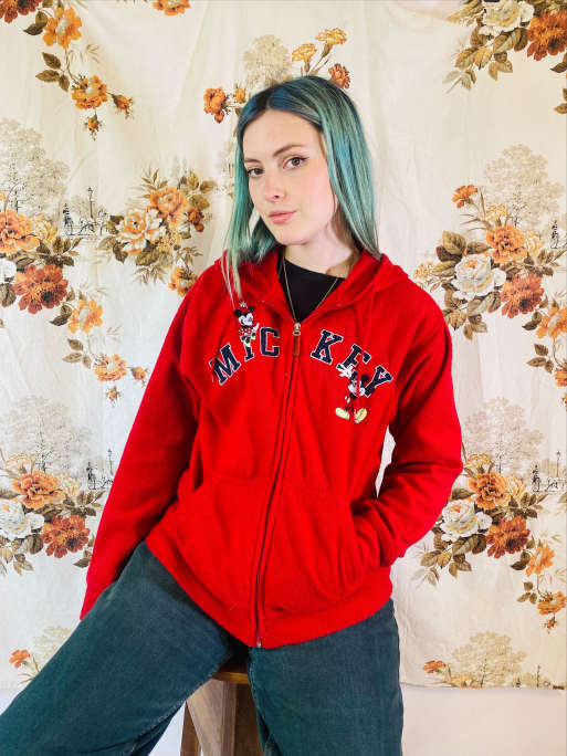 Vintage Disney Size L embroidered fleece in red