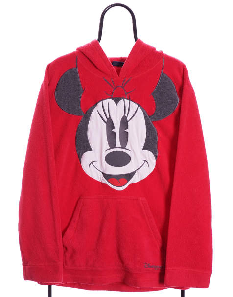 Vintage disney size l fleeced hoodie in red - view 1