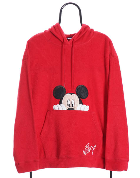 Vintage Disney size XL fleeced hoodie in red - view 1