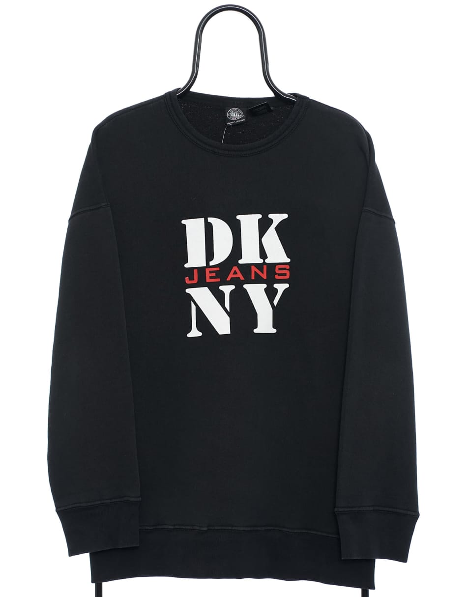 Vintage DKNY Size L Sweat-shirt Graphic in Black