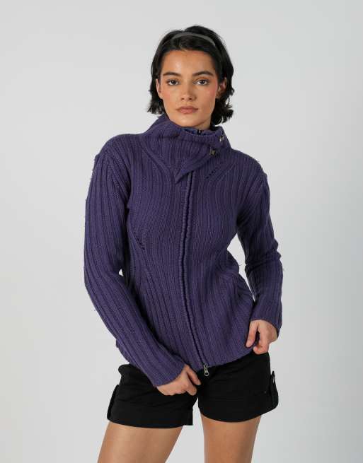 Vintage D.M.G M knitted jumper in purple, 3 of 4