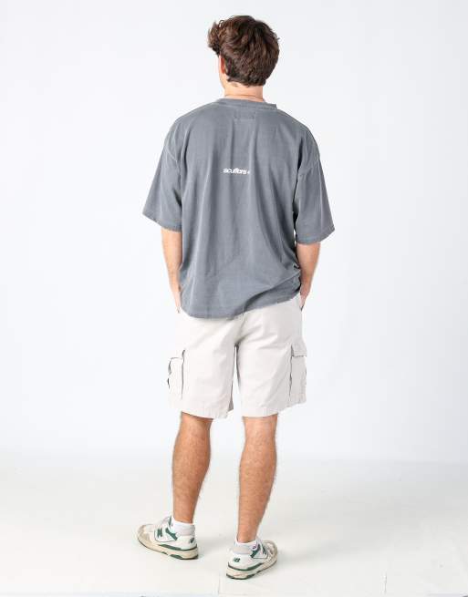 Vintage Dockers 34x20 canvas cargo shorts in cream, 3 of 4