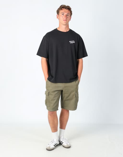 Vintage Dockers 34x21 canvas cargo shorts in dark green, 2 of 4