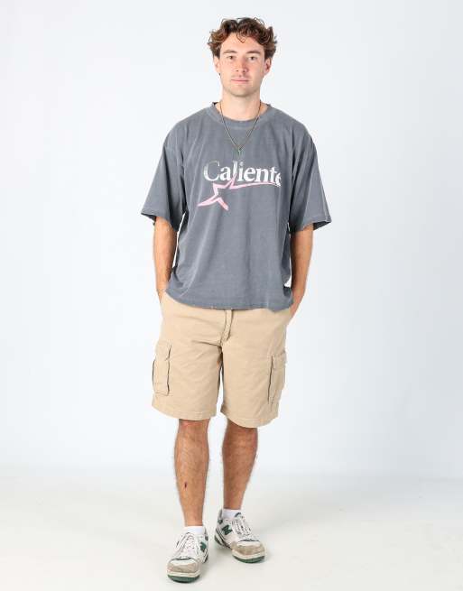 Vintage Dockers 34x21 canvas cargo shorts in tan