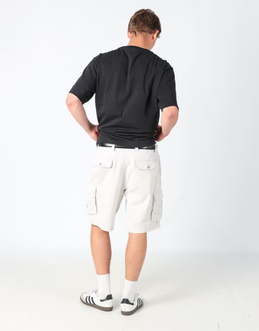 Vintage Dockers 38x20 canvas cargo shorts in cream, 3 of 4