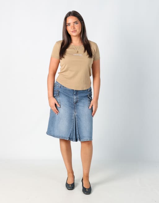 Vintage Dolce & Gabbana 14 denim midi skirt in blue