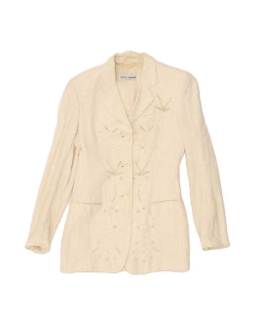Vintage Dolce & Gabbana 3 Button Blazer Jacket It 40 Small In Off In White Floral