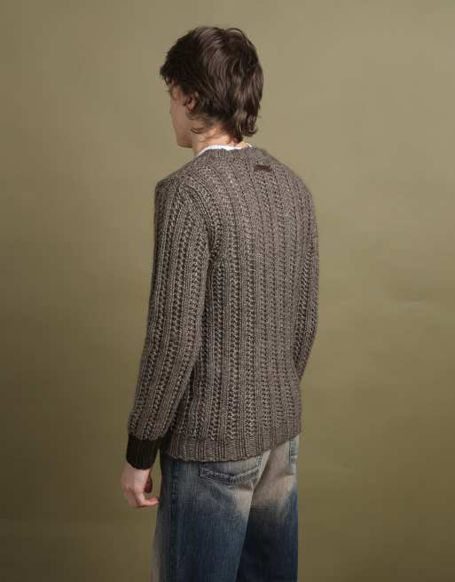 Vintage Dolce & Gabbana Chunky Knit V-Neck Jumper size S in Brown, 5 of 5