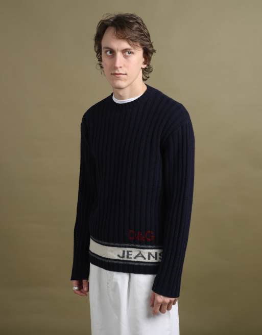 Vintage Dolce & Gabbana Crew Neck Jumper size M in Navy Blue, 3 of 4