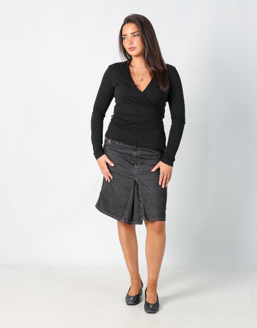 Vintage Dolce & Gabbana M denim midi skirt in blue