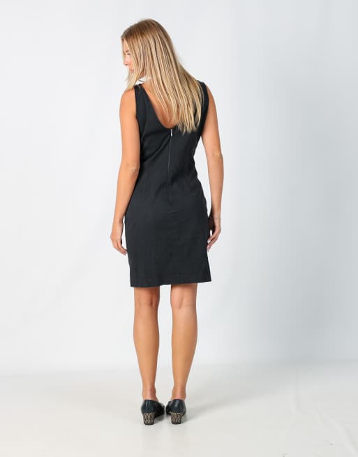 knee length dresses for ladies Dolce & Gabbana // Black Textured Wool Midi Dress – VSP Consignment main image 0