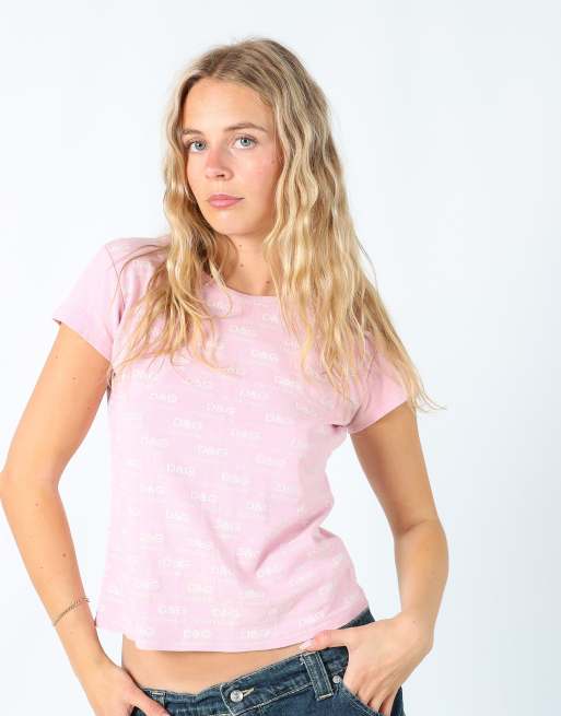 Vintage Dolce & Gabbana M woven top in baby pink