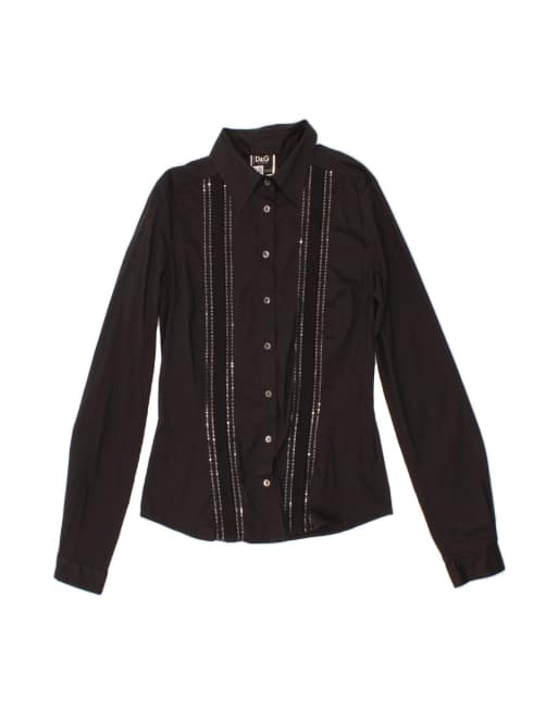 Vintage Dolce & Gabbana Shirt It 42 Medium In Black Striped