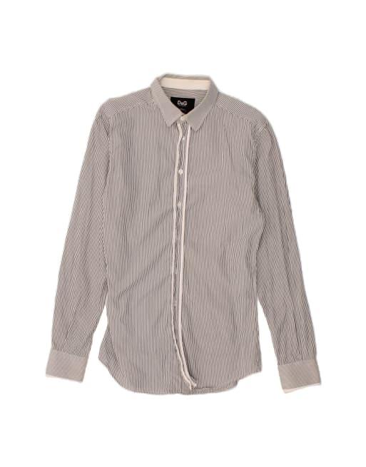 Vintage Dolce & Gabbana Slim Shirt It 48 Small In Grey Pinstripe