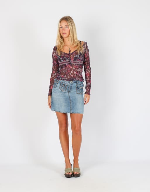 Vintage Dolce & Gabbana XS denim mini skirt in light blue