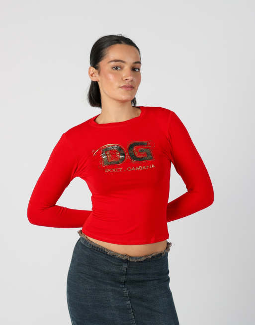 Vintage Dolce & Gabbana XS long sleeve top in red, 1 of 4