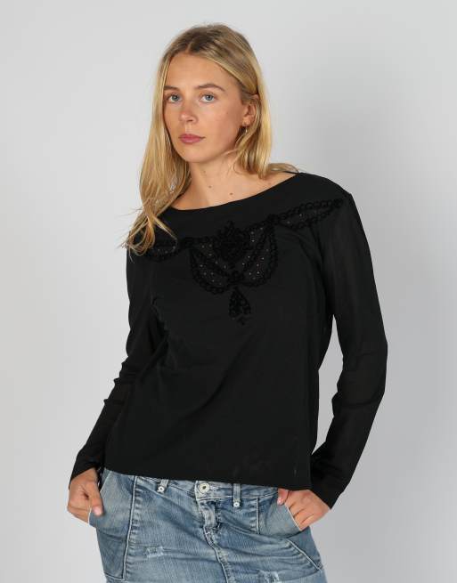 Vintage Donatella L long sleeve top in black