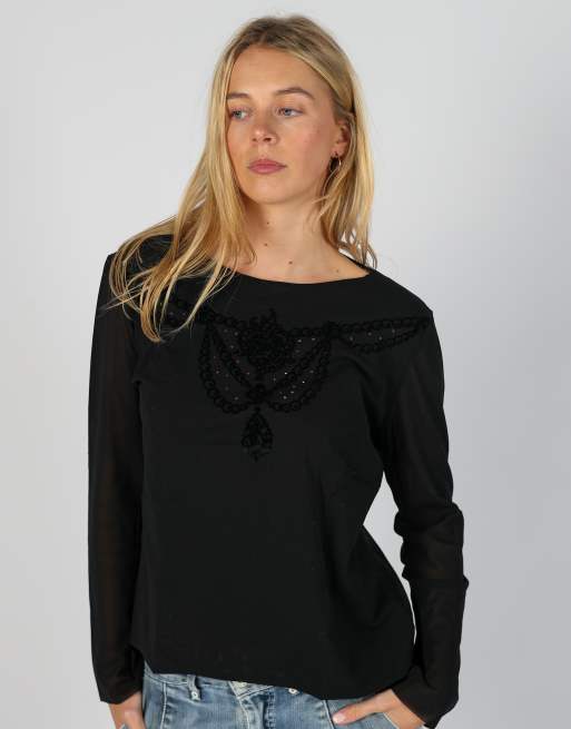 Vintage Donatella L long sleeve top in black, 3 of 4