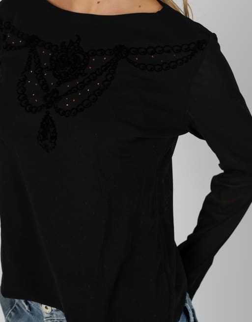 Vintage Donatella L long sleeve top in black, 4 of 4