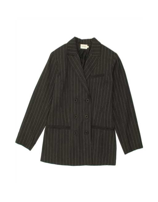 Vintage Double Breasted Blazer Jacket It 42 Medium In Grey Pinstripe