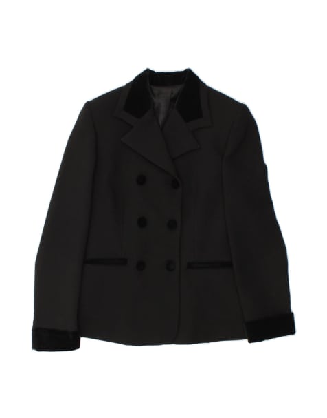Vintage Double Breasted Blazer Jacket It 46 Large In Black - view 1
