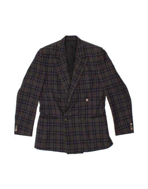 Vintage Double Breasted Blazer Jacket It 46 Small In Grey Check
