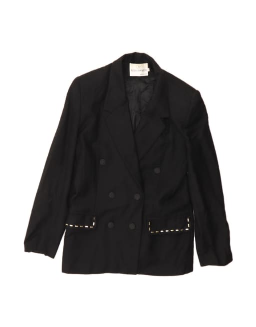 Vintage Double Breasted Blazer Jacket It 48 XL In Black Wool