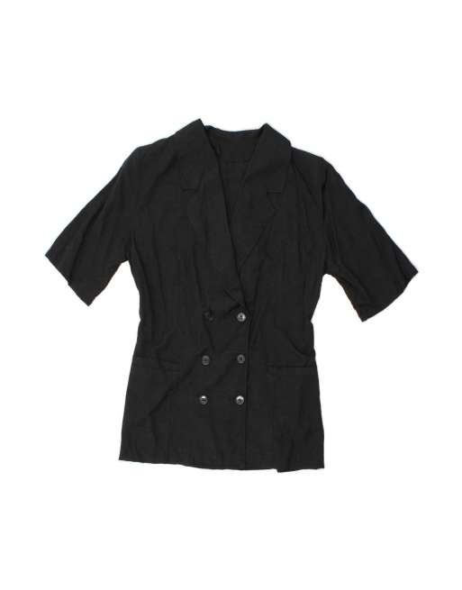 Vintage Double Breasted Blazer Jacket UK 10 Small In Black