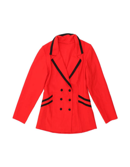 Vintage Double Breasted Blazer Jacket UK 10 Small In Red