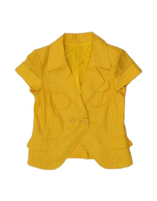 Vintage Double Breasted Blazer Jacket UK 10 Small In Yellow