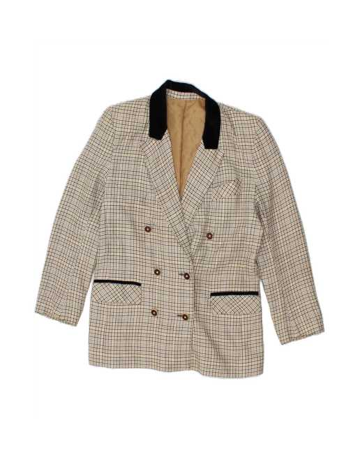 Vintage Double Breasted Blazer Jacket UK 12 Medium In Beige