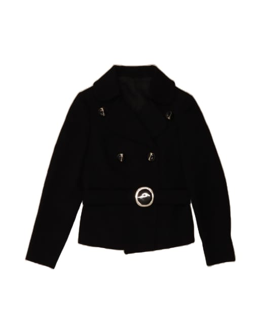 Vintage Double Breasted Blazer Jacket UK 12 Medium In Black