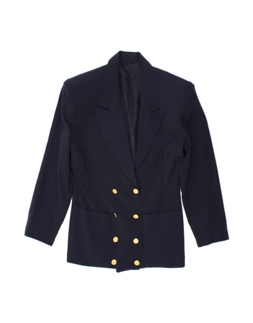Vintage Double Breasted Blazer Jacket UK 14 Medium In Blue