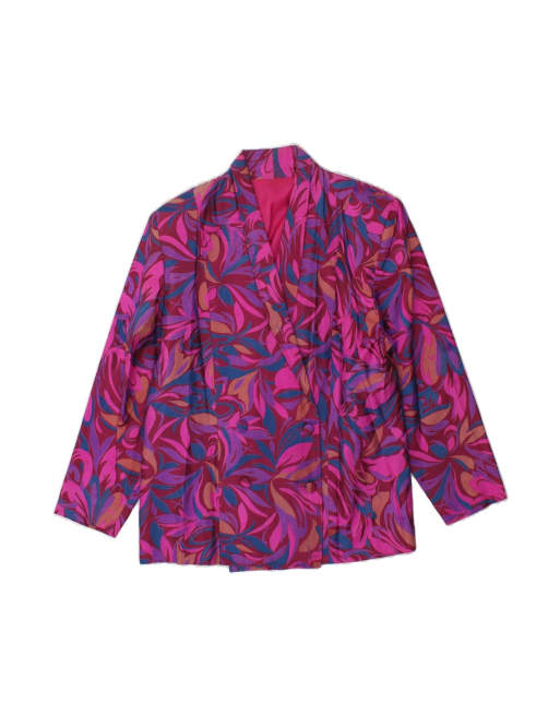 Vintage Double Breasted Blazer Jacket UK 14 Medium In Pink Floral