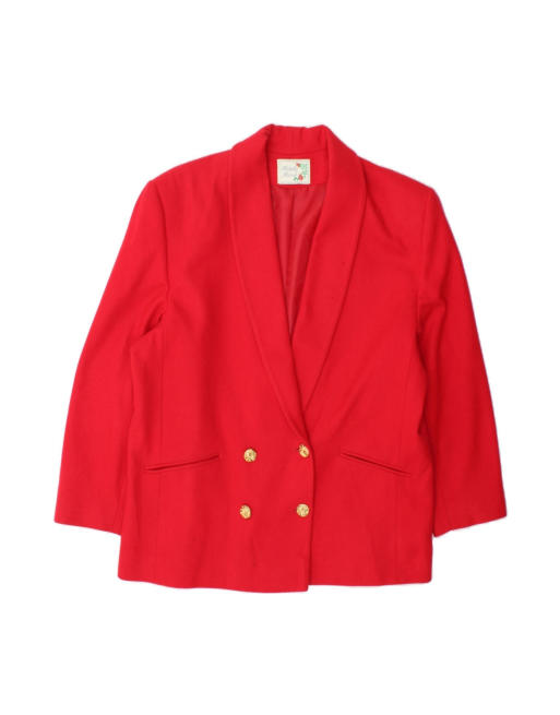 Vintage Double Breasted Blazer Jacket UK 18 XL In Red Wool