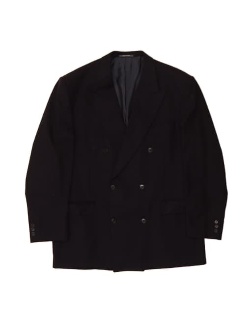 Vintage Double Breasted Blazer Jacket UK 40 Large In Black Wool