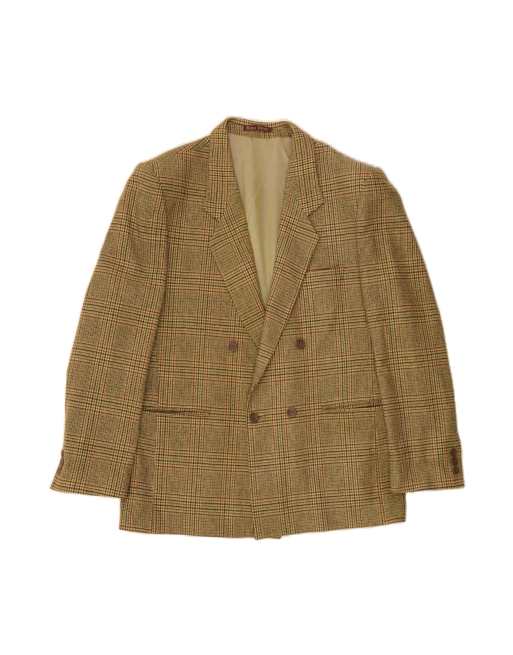 Vintage Double Breasted Blazer Jacket UK 40 Large In Brown Check