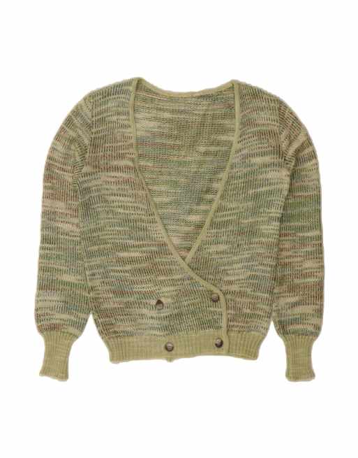 Vintage Double Breasted Cardigan Sweater It 44 Medium In Green Spotted