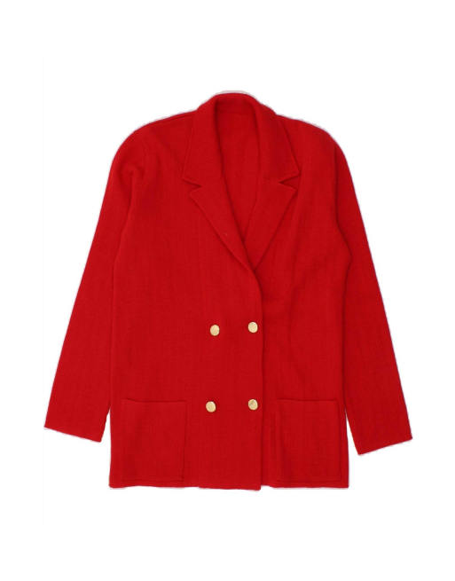 Vintage Double Breasted Cardigan Sweater UK 12 Medium In Red