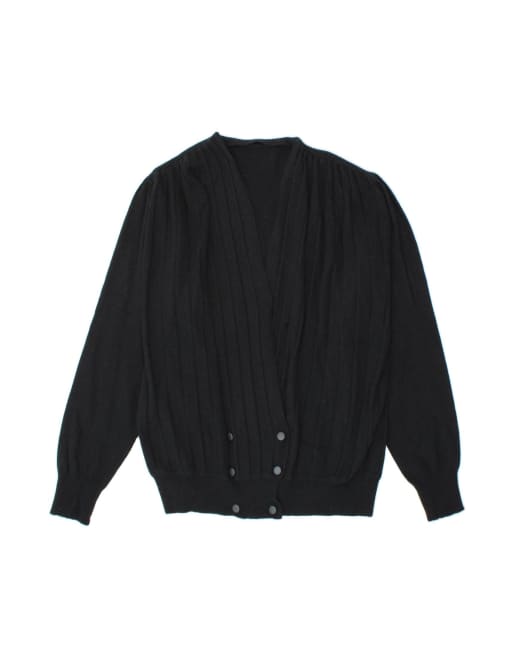 Vintage Double Breasted Cardigan Sweater UK 16 Large In Black