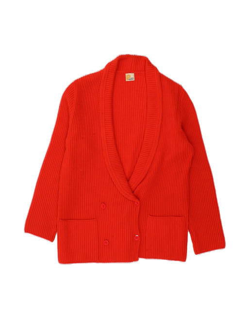 Vintage Double Breasted Cardigan Sweater UK 16 Large In Red